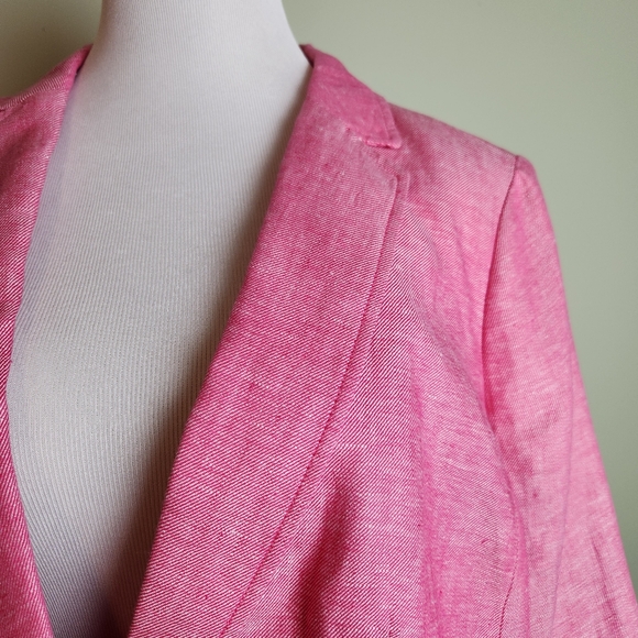 Talbots Womens Blazer Pink Single Breasted  Linen Blazer - Picture 9 of 9